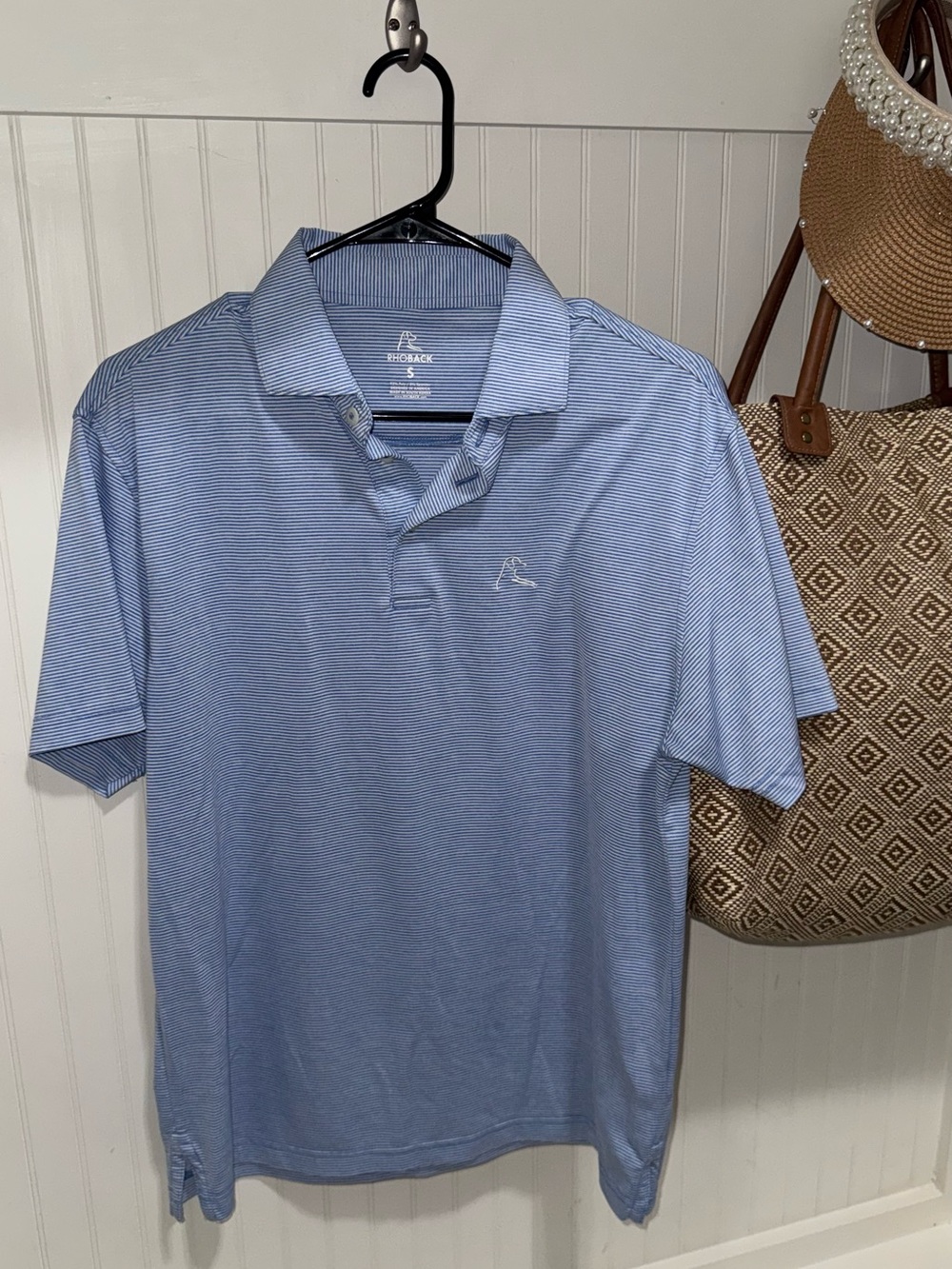Rhoback Light Blue Micro-Stripe Performance Polo